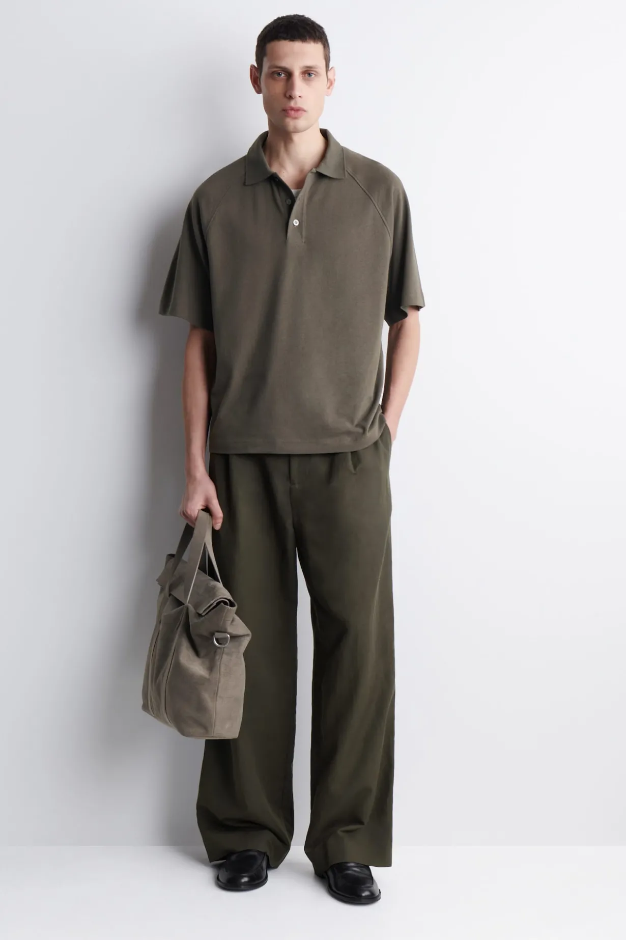 RELAXED COTTON-LINEN POLO SHIRT