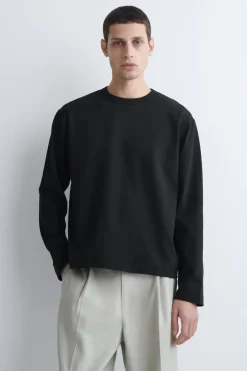 RELAXED JERSEY INTERLOCK LONG-SLEEVED T-SHIRT