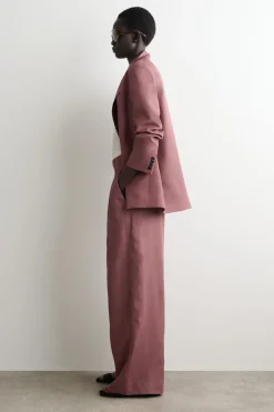 RELAXED LINEN-BLEND WIDE-LEG PANTS