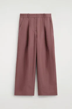 RELAXED LINEN-BLEND WIDE-LEG PANTS