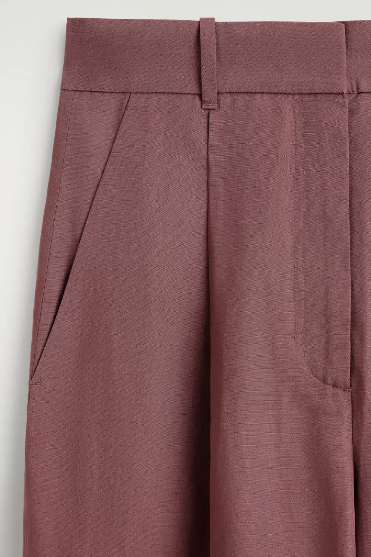 RELAXED LINEN-BLEND WIDE-LEG PANTS
