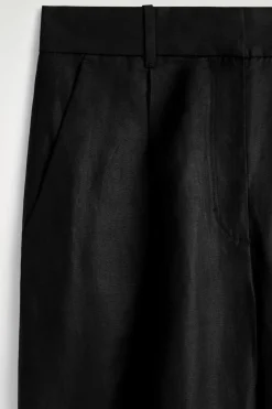RELAXED LINEN-BLEND WIDE-LEG PANTS