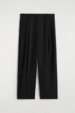 RELAXED TWILL WIDE-LEG PANTS