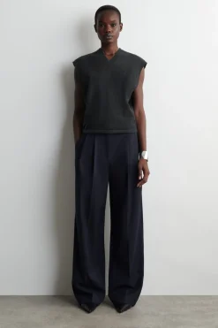 RELAXED TWILL WIDE-LEG PANTS