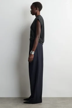 RELAXED TWILL WIDE-LEG PANTS