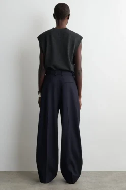 RELAXED TWILL WIDE-LEG PANTS
