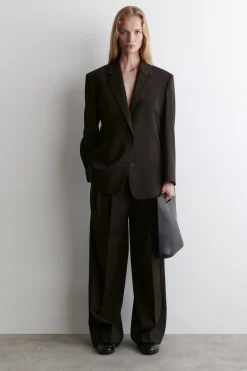 RELAXED TWILL WIDE-LEG PANTS
