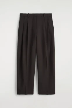 RELAXED TWILL WIDE-LEG PANTS