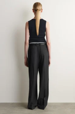 RELAXED TWILL WIDE-LEG PANTS