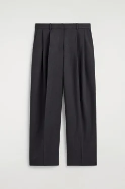 RELAXED TWILL WIDE-LEG PANTS