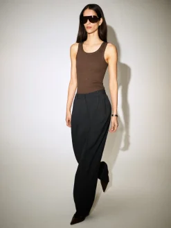 RELAXED TWILL WIDE-LEG PANTS