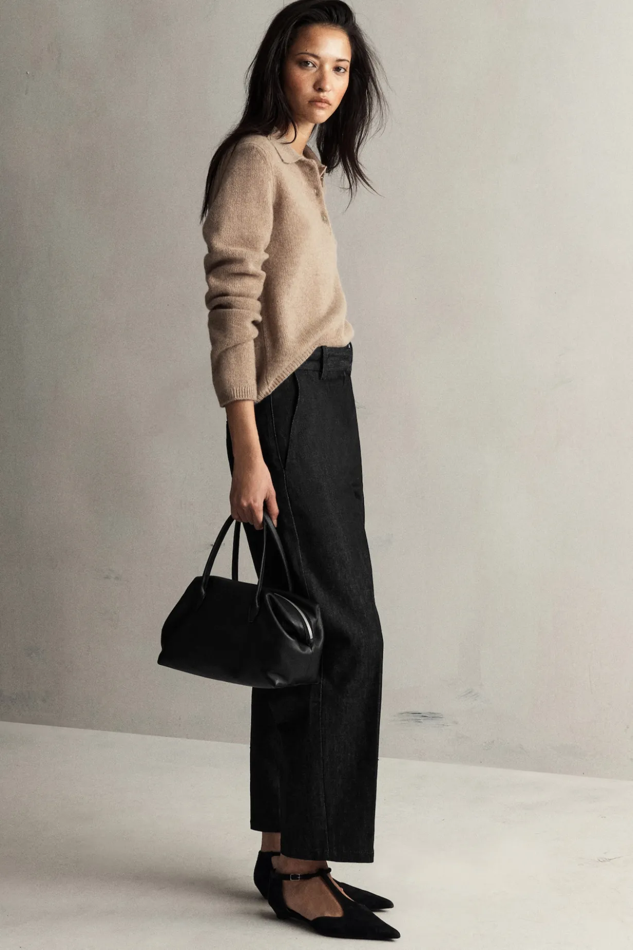 RELAXED-FIT WIDE-LEG DENIM PANTS