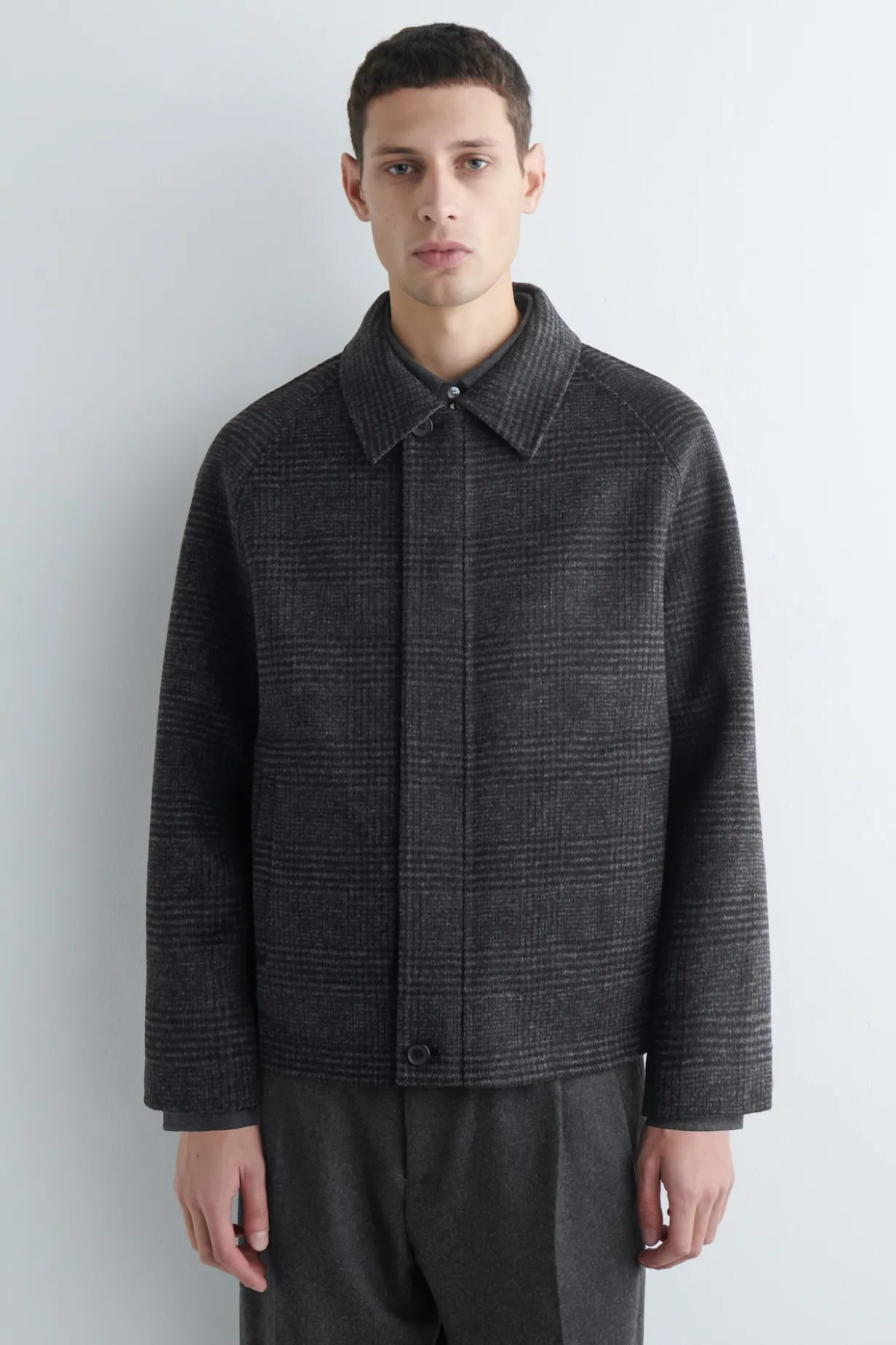 REVERSIBLE CHECKED / HERRINGBONE WOOL SPORTS JACKET