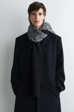 REVERSIBLE FLECKED WOOL-BLEND SCARF