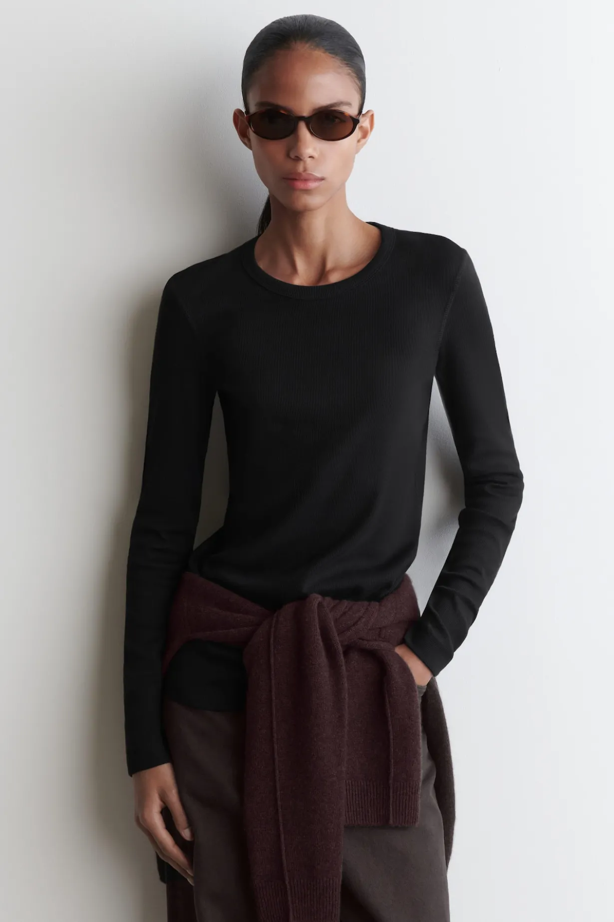 RIBBED JERSEY LONG-SLEEVED TOP