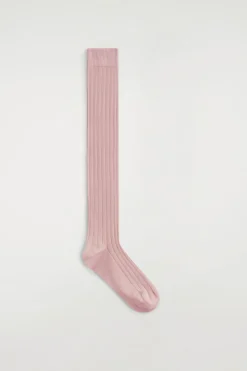 RIBBED SILK KNEE SOCKS