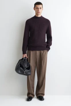 RIBBED WOOL MOCK-NECK SWEATER