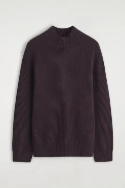 RIBBED WOOL MOCK-NECK SWEATER