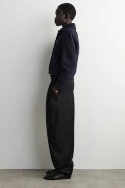 RIBBED-COLLAR BOILED MERINO WOOL JACKET