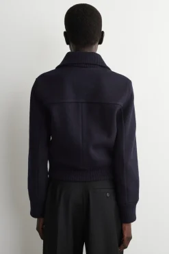 RIBBED-COLLAR BOILED MERINO WOOL JACKET