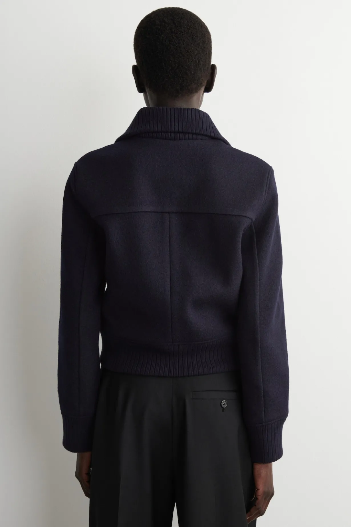 RIBBED-COLLAR BOILED MERINO WOOL JACKET