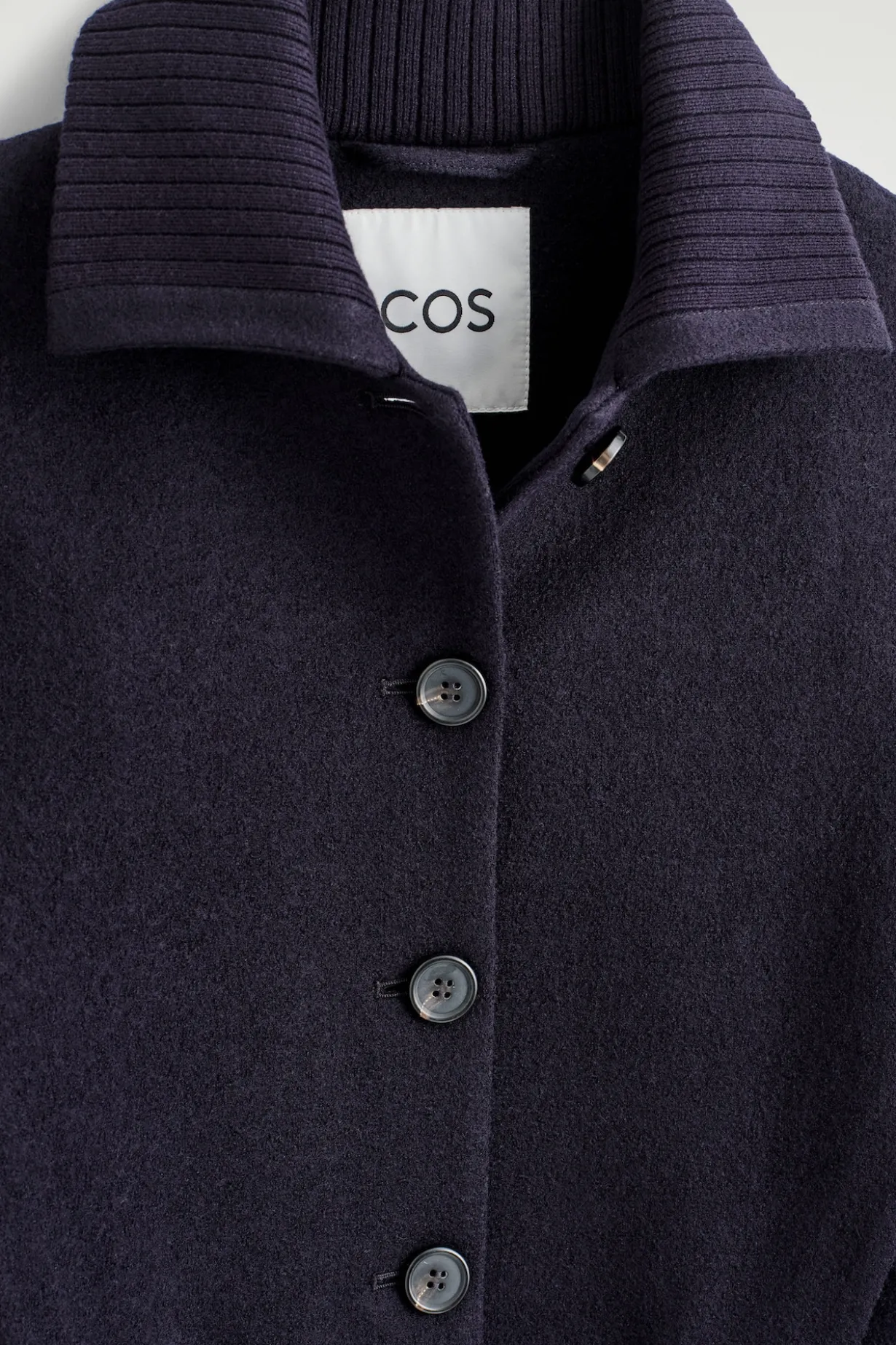RIBBED-COLLAR BOILED MERINO WOOL JACKET