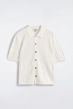 RIBBED-KNIT COTTON SHIRT