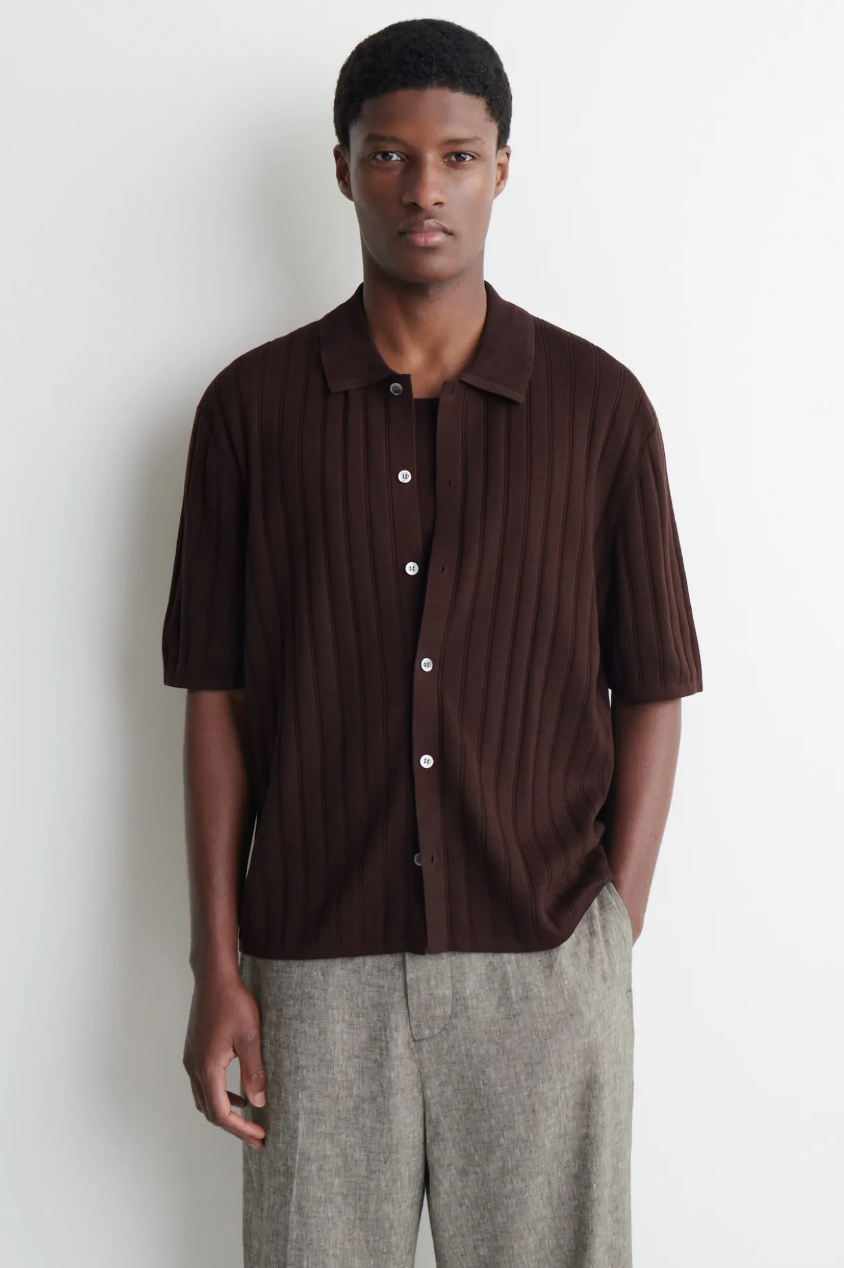 RIBBED-KNIT COTTON SHIRT