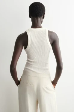 RIBBED-KNIT HENLEY TANK TOP