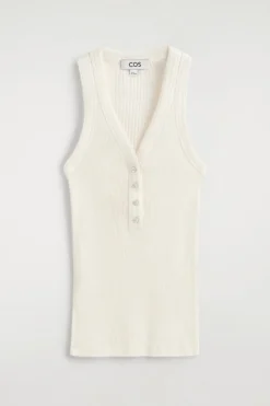 RIBBED-KNIT HENLEY TANK TOP