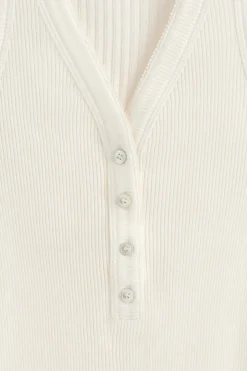 RIBBED-KNIT HENLEY TANK TOP