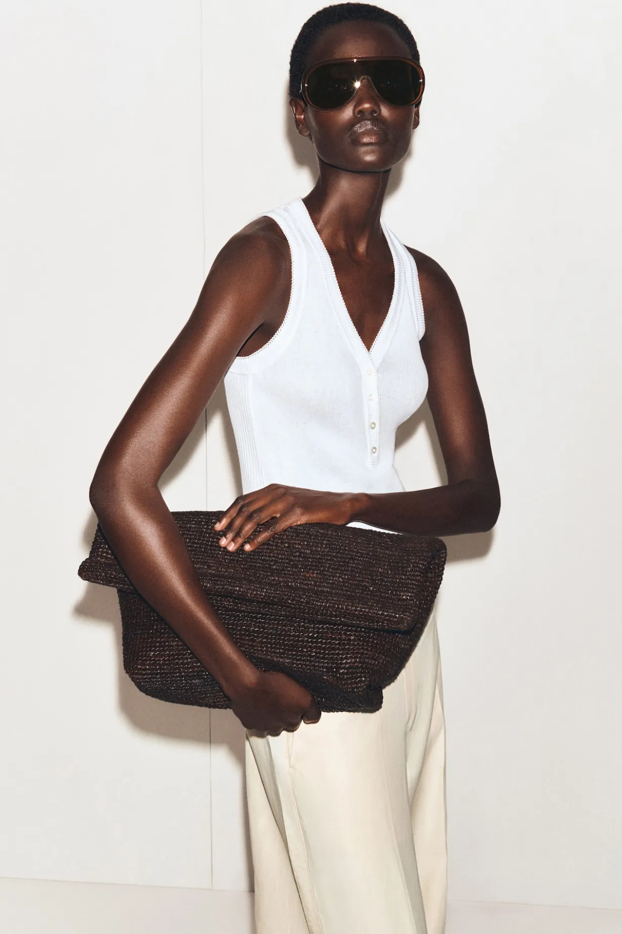 RIBBED-KNIT HENLEY TANK TOP