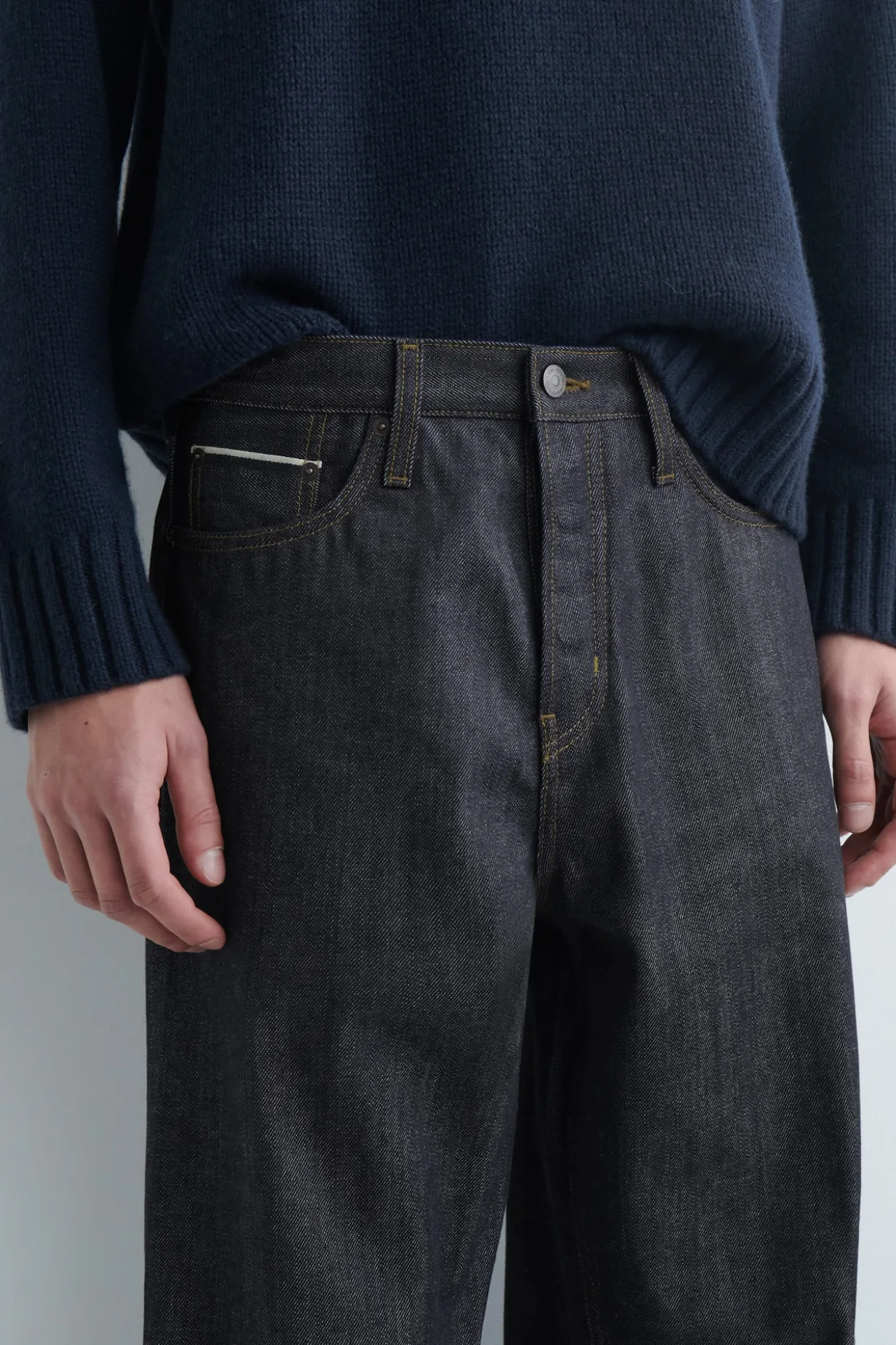 RIDER RAW SELVEDGE RELAXED-FIT STRAIGHT-LEG JEANS