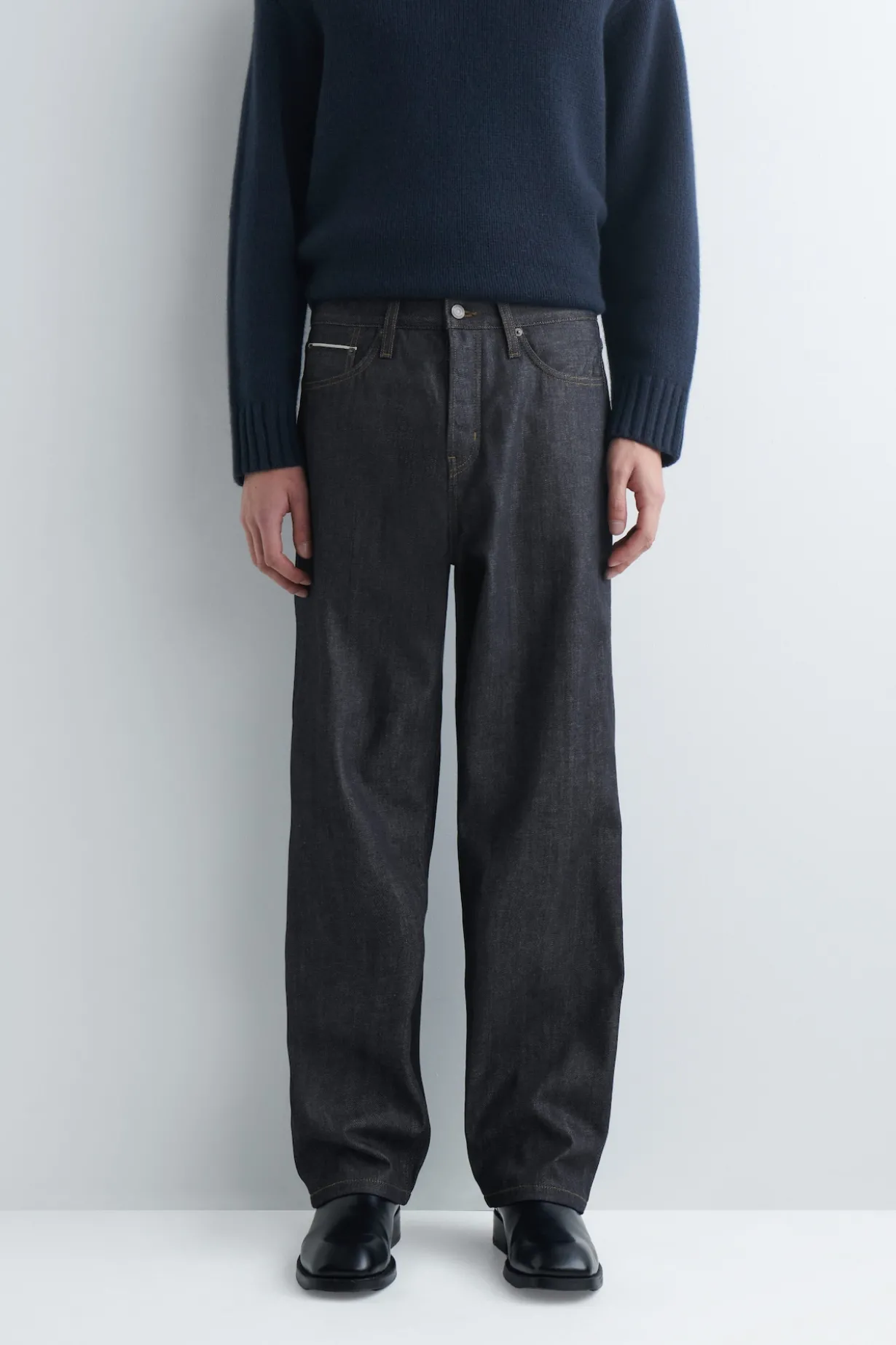 RIDER RAW SELVEDGE RELAXED-FIT STRAIGHT-LEG JEANS
