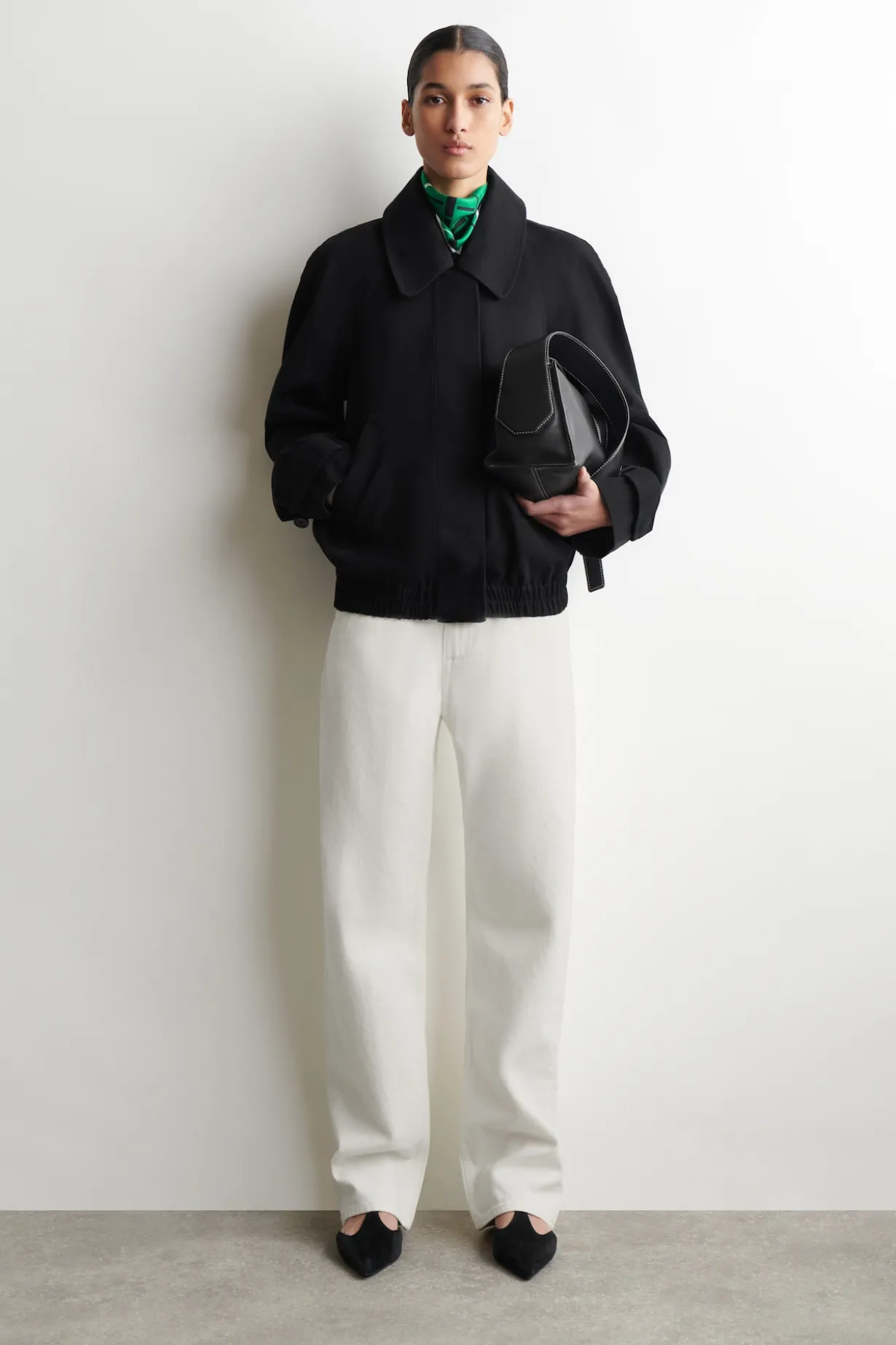 ROUNDED COTTON BLOUSON JACKET