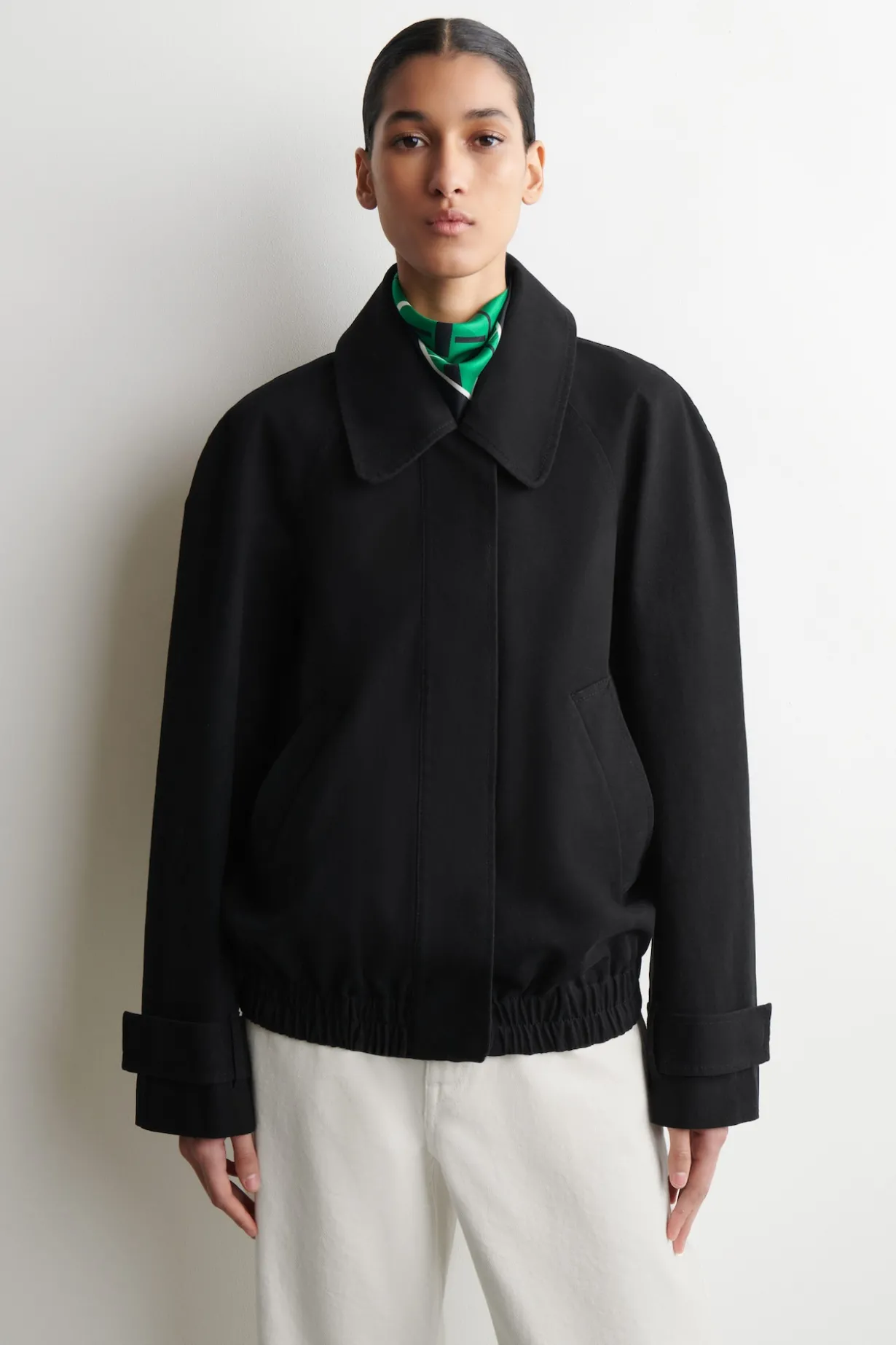 ROUNDED COTTON BLOUSON JACKET