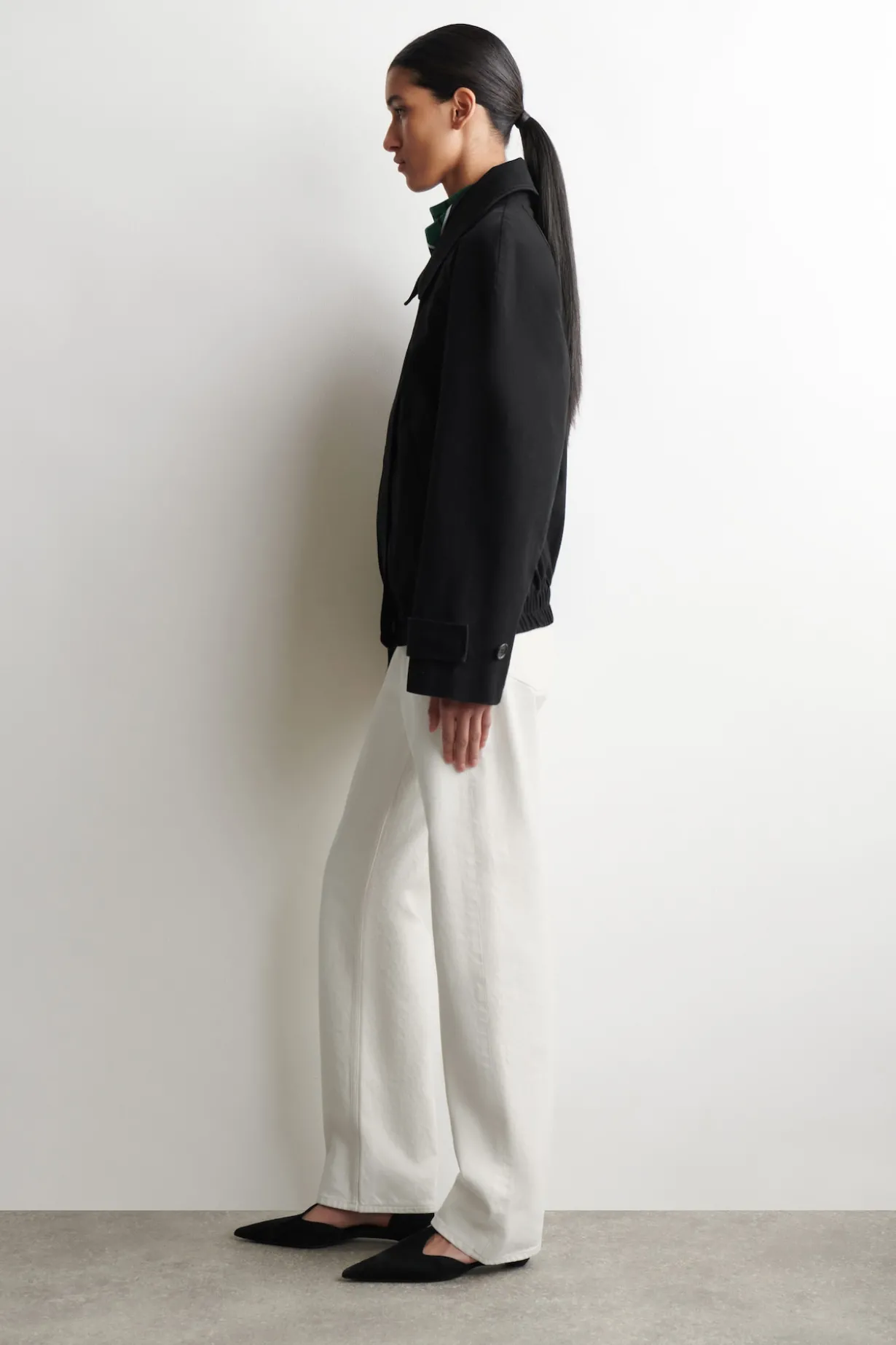 ROUNDED COTTON BLOUSON JACKET