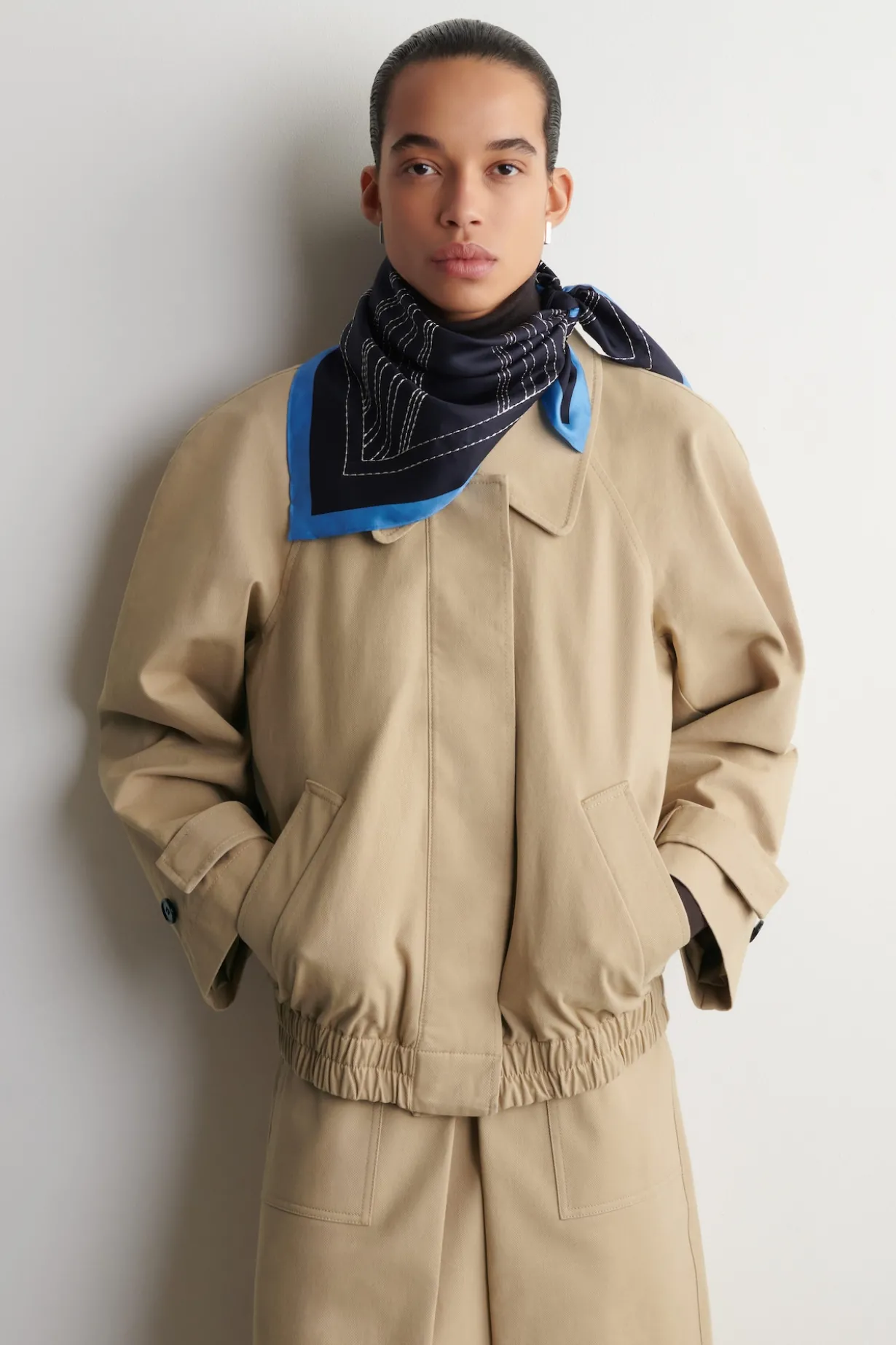 ROUNDED COTTON BLOUSON JACKET