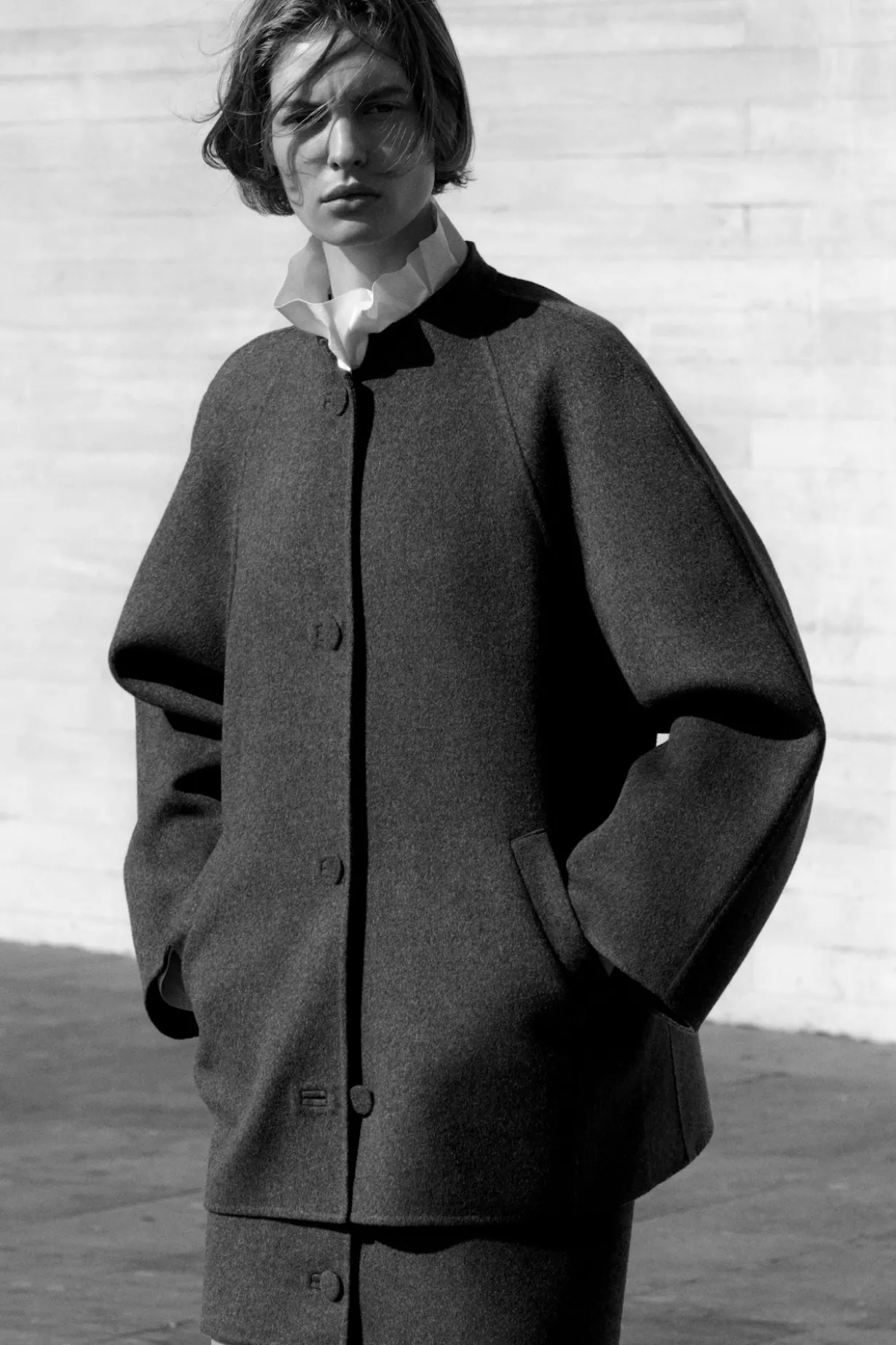 ROUNDED DOUBLE-FACED WOOL JACKET