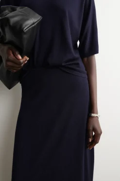ROUNDED MERINO WOOL MIDI SKIRT