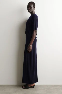 ROUNDED MERINO WOOL MIDI SKIRT