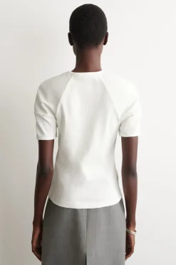 ROUNDED RIBBED JERSEY HENLEY TOP