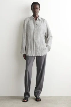 ROUNDED TEXTURED-SILK SHIRT
