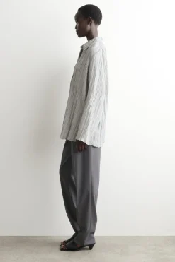 ROUNDED TEXTURED-SILK SHIRT