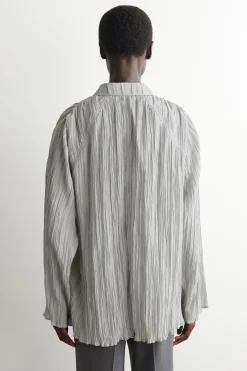 ROUNDED TEXTURED-SILK SHIRT