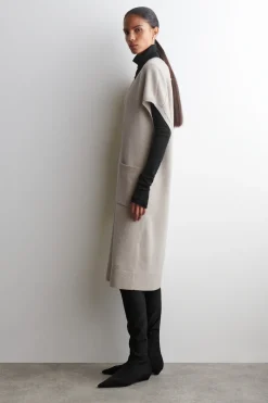 ROUNDED WOOL LONGLINE CARDIGAN