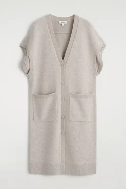 ROUNDED WOOL LONGLINE CARDIGAN