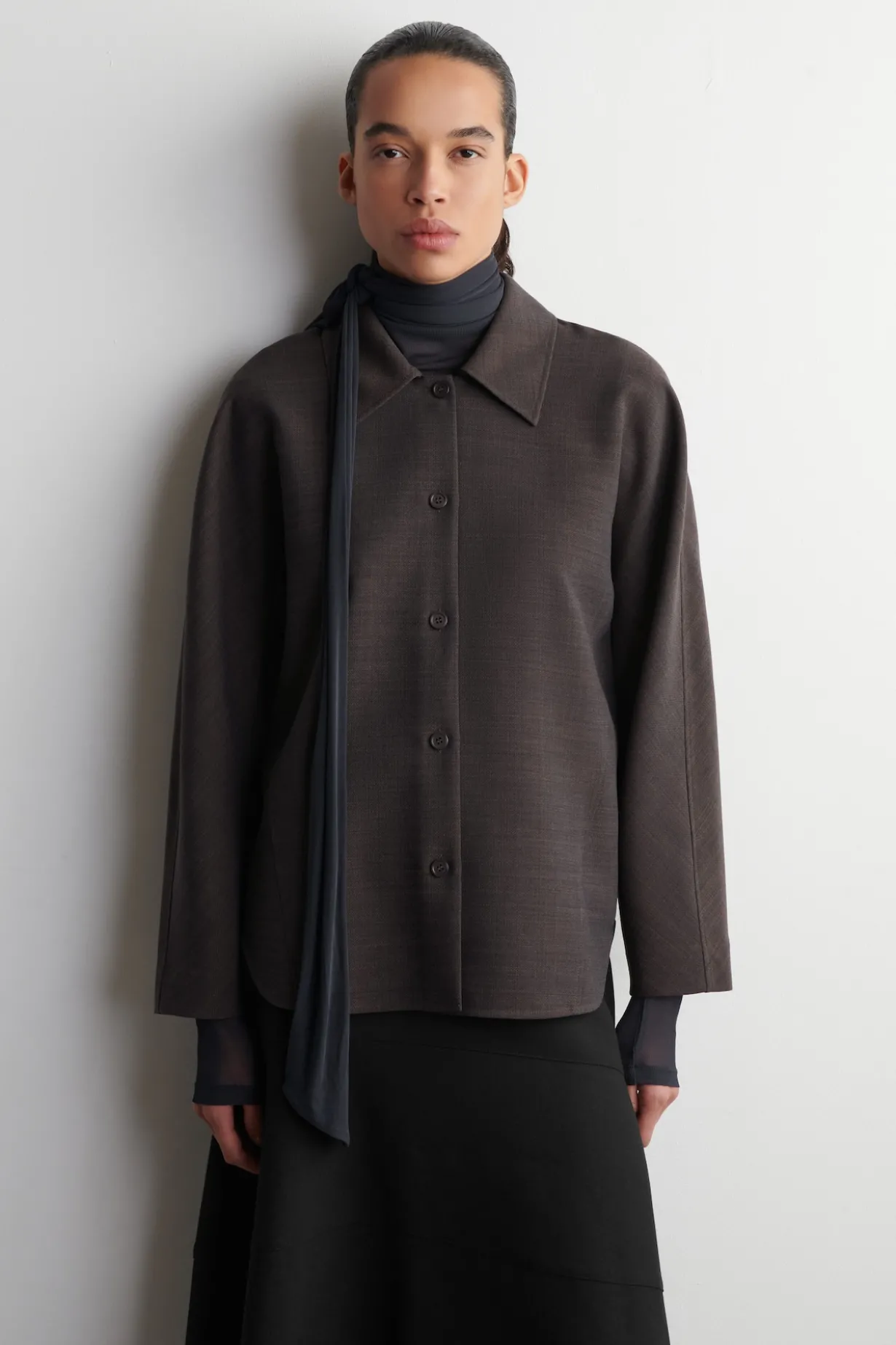 ROUNDED WOOL-BLEND SHIRT