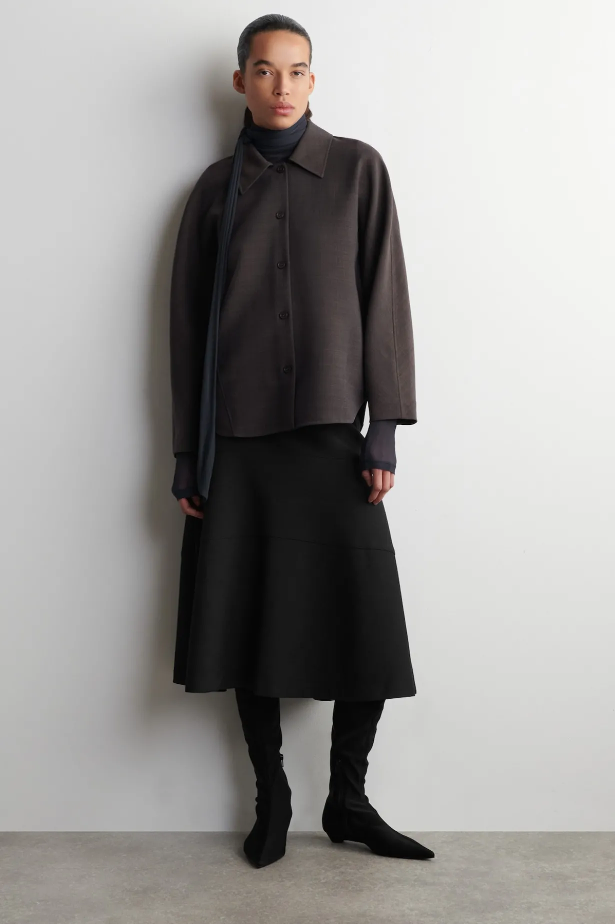 ROUNDED WOOL-BLEND SHIRT