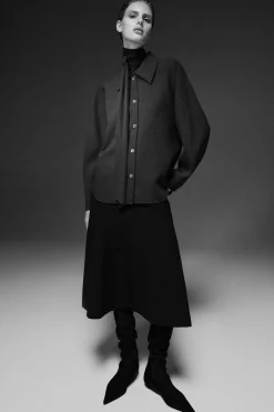 ROUNDED WOOL-BLEND SHIRT